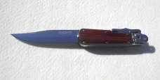 NOS FOX EXOTIC COCOBOLO WOOD ( PIG STICKER ) MANIAGO ITALY LEVER LOCK WITH BOX / LEATHER SHEATH
