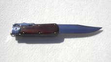 NOS FOX EXOTIC COCOBOLO WOOD ( PIG STICKER ) MANIAGO ITALY LEVER LOCK WITH BOX / LEATHER SHEATH