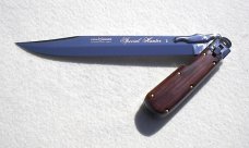 NOS FOX EXOTIC COCOBOLO WOOD ( PIG STICKER ) MANIAGO ITALY LEVER LOCK WITH BOX / LEATHER SHEATH
