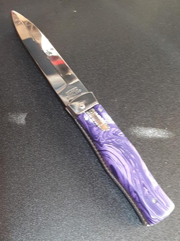 Custom Mikov Lever Action Auto w/ Charoite Stone & File Work Custom Mikov Lever Action Auto w/ Charoite Stone & File Work