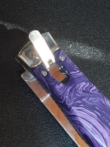 Custom Mikov Lever Action Auto w/ Charoite Stone & File Work Custom Mikov Lever Action Auto w/ Charoite Stone & File Work