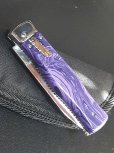 Custom Mikov Lever Action Auto w/ Charoite Stone & File Work Custom Mikov Lever Action Auto w/ Charoite Stone & File Work