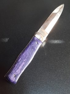 Custom Mikov Lever Action Auto w/ Charoite Stone & File Work Custom Mikov Lever Action Auto w/ Charoite Stone & File Work