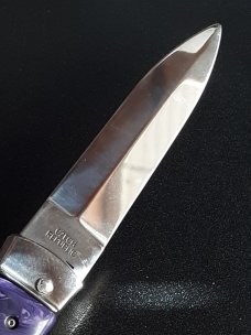 Custom Mikov Lever Action Auto w/ Charoite Stone & File Work Custom Mikov Lever Action Auto w/ Charoite Stone & File Work