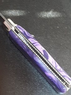 Custom Mikov Lever Action Auto w/ Charoite Stone & File Work Custom Mikov Lever Action Auto w/ Charoite Stone & File Work