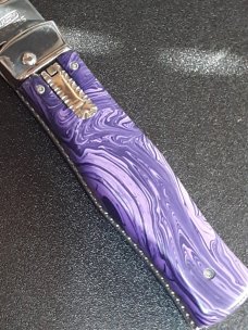 Custom Mikov Lever Action Auto w/ Charoite Stone & File Work Custom Mikov Lever Action Auto w/ Charoite Stone & File Work