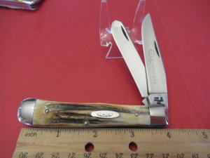 Case XX 1976 Grey Etch Stag Handle Trapper Pattern # 5254 SSP
