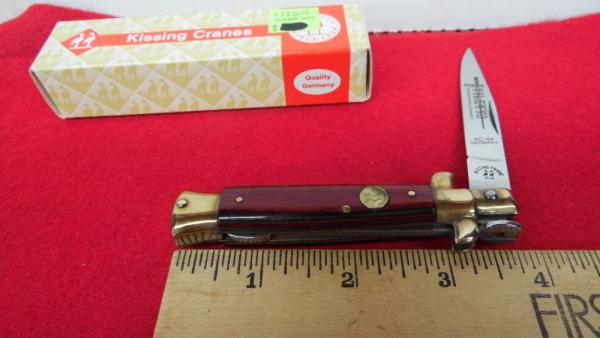 KISSING CRANE KC-46 LAMINATED WOOD HANDLE STILETTO GERMANY UNUSED WITH BOX SUPER STORAGE FIND KISSING CRANE KC-46 LAMINATED WOOD HANDLE STILETTO GERMANY UNUSED WITH BOX SUPER STORAGE FIND