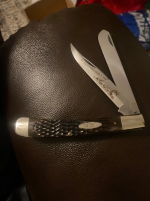 1982 Case XX ••••SS•••• USA 6251 SP SS Pretty Bone Handle Bananna Trapper With 2 Blades Collectors 