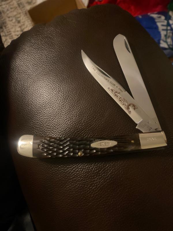 1982 Case XX ••••SS•••• USA 6251 SP SS Pretty Bone Handle Bananna Trapper With 2 Blades Collectors 1982 Case XX ••••SS•••• USA 6251 SP SS Pretty Bone Handle Bananna Trapper With 2 Blades Collectors