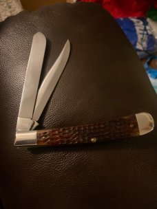 1982 Case XX ••••SS•••• USA 6251 SP SS Pretty Bone Handle Bananna Trapper With 2 Blades Collectors 1982 Case XX ••••SS•••• USA 6251 SP SS Pretty Bone Handle Bananna Trapper With 2 Blades Collectors