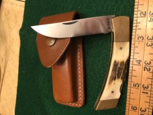 Nice Gerber STAG Sportsman Folding Lock Back Knife with sheath - VERY clean. 