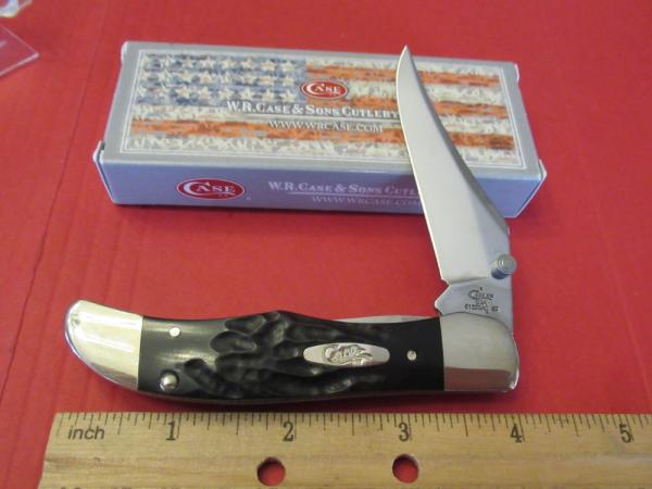 Case XX 2018 Rough Black Assist open Mid Folding Hunter Pattern # 61265AC SS Case XX 2018 Rough Black Assist open Mid Folding Hunter Pattern # 61265AC SS