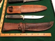 Two Fixed Blade Knives with Sheaths, Queen slab handle & Imperial Two Fixed Blade Knives with Sheaths, Queen slab handle & Imperial