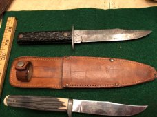 Two Fixed Blade Knives with Sheaths, Queen slab handle & Imperial Two Fixed Blade Knives with Sheaths, Queen slab handle & Imperial