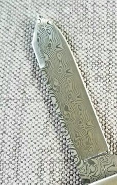 Jeff Mitchell Custom Dogleg Knife, Damasteel & Exotic African Blackwood,NEW, W/maker's slip, 4" Jeff Mitchell Custom Dogleg Knife, Damasteel & Exotic African Blackwood,NEW, W/maker's slip, 4"