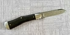 Jeff Mitchell Custom Dogleg Knife, Damasteel & Exotic African Blackwood,NEW, W/maker's slip, 4" Jeff Mitchell Custom Dogleg Knife, Damasteel & Exotic African Blackwood,NEW, W/maker's slip, 4"