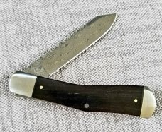 Jeff Mitchell Custom Dogleg Knife, Damasteel & Exotic African Blackwood,NEW, W/maker's slip, 4" Jeff Mitchell Custom Dogleg Knife, Damasteel & Exotic African Blackwood,NEW, W/maker's slip, 4"
