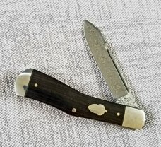 Jeff Mitchell Custom Dogleg Knife, Damasteel & Exotic African Blackwood,NEW, W/maker's slip, 4"