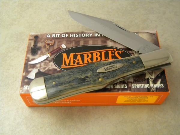 Marbles M.S.A. Co. 02 Gladstone, Mich USA Mastadon Ivory Large Coke Bottle Knife in Box c.2002
