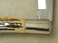 Marbles M.S.A. Co. 02 Gladstone, Mich USA Stag Bone Large Coke Bottle Knife in Box c.2002