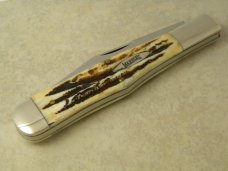 Marbles M.S.A. Co. 02 Gladstone, Mich USA Stag Bone Large Coke Bottle Knife in Box c.2002