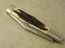 Marbles M.S.A. Co. 02 Gladstone, Mich USA Stag Bone Large Coke Bottle Knife in Box c.2002