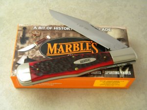 Marbles M.S.A. Co. 02 Gladstone, Mich USA Red Bone Large Coke Bottle Knife in Box c.2002