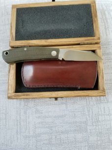 Vetrov Custom Native Knife ,NEW, OD Micarta, 3.625",M390,slip & box, original Native designer Vetrov Custom Native Knife ,NEW, OD Micarta, 3.625",M390,slip & box, original Native designer