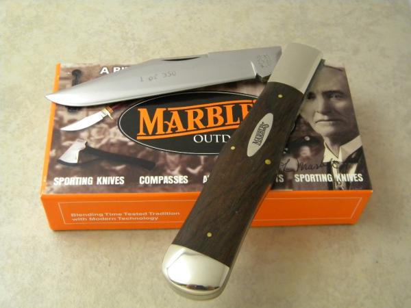 Marbles M.S.A. Co. 02 Gladstone, Mich USA Rosewood Large Coke Bottle Knife in Box c.2002