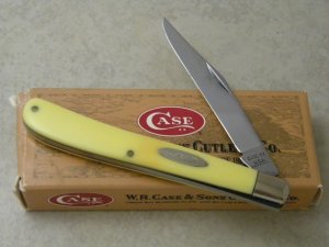 Case XX USA 9 Dot Yellow 31048 Slimline Trapper Farmers Jack Knife in Box