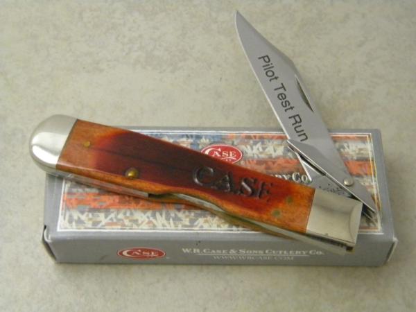 Case XX USA  (2012) Pretty Bone Pilot Test Run 6111 1/2 Swing Guard Cheetah Pattern Lockback Knife