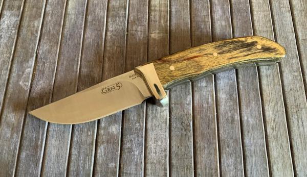 BUCK GEN 5 KNIFE, Discontinued Model, Golden/Black Wood Handle, Nickel Silver Guard
