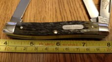 Parker Frost Schrade USA 1978-2 BISON Green Jigged Bone Stockman Pocket Knife Parker Frost Schrade USA 1978-2 BISON Green Jigged Bone Stockman Pocket Knife