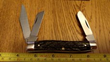 Parker Frost Schrade USA 1978-2 BISON Green Jigged Bone Stockman Pocket Knife Parker Frost Schrade USA 1978-2 BISON Green Jigged Bone Stockman Pocket Knife