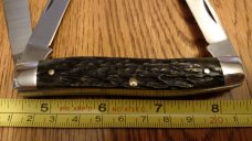 Parker Frost Schrade USA 1978-2 BISON Green Jigged Bone Stockman Pocket Knife Parker Frost Schrade USA 1978-2 BISON Green Jigged Bone Stockman Pocket Knife