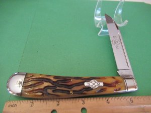 Schatt & Morgan Wire & File  Worm Grooved Bone Handle ATS-34 Pattern # 041005