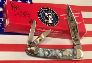 1995 Bulldog Brand Old Dominion Whittler w/ Faux Abalone Shell Handles & Frost Blade Etch -1 of 180