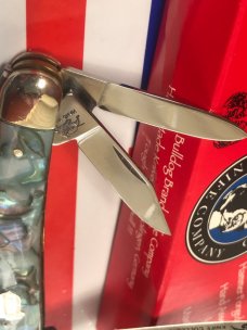 1995 Bulldog Brand Old Dominion Whittler w/ Faux Abalone Shell Handles & Frost Blade Etch -1 of 180 1995 Bulldog Brand Old Dominion Whittler w/ Faux Abalone Shell Handles & Frost Blade Etch -1 of 180