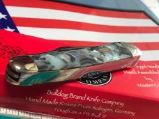 1995 Bulldog Brand Old Dominion Whittler w/ Faux Abalone Shell Handles & Frost Blade Etch -1 of 180 1995 Bulldog Brand Old Dominion Whittler w/ Faux Abalone Shell Handles & Frost Blade Etch -1 of 180
