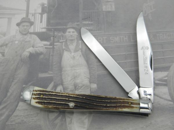 Queen Cutlery #24 Slim Trapper Winterbottom bone: 4 1/16” closed, 1958 - 1960 Queen Cutlery #24 Slim Trapper Winterbottom bone: 4 1/16” closed, 1958 - 1960