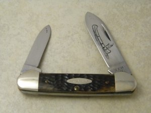 Case XX USA 8 Dot  Jigged Bone 62131 Etched Canoe Knife