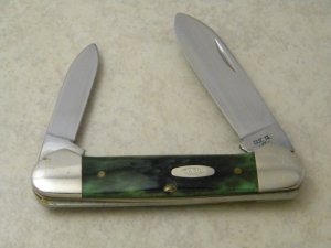Case XX USA 2 Dot G62131 Green Bone Canoe Knife