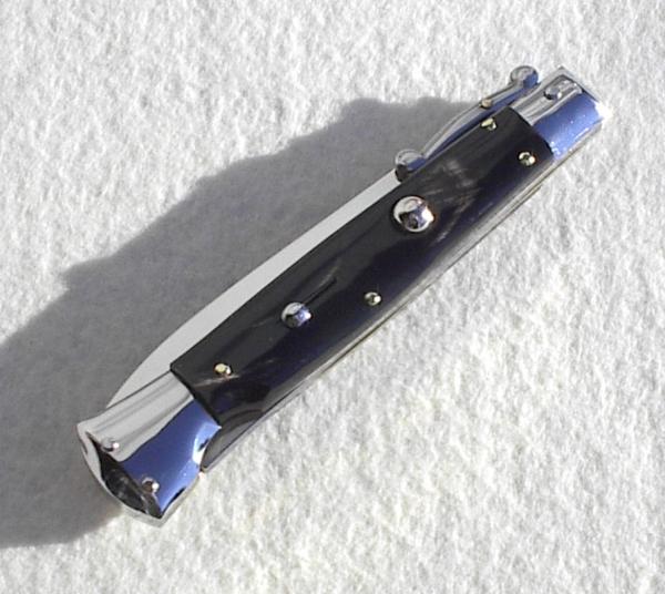NEW OLD STOCK ITALIAN STILETTO 9" GENUINE BRAZILIAN HORN SWING GUARD LOCK BACK 