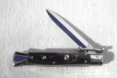 NEW OLD STOCK ITALIAN STILETTO 9" GENUINE BRAZILIAN HORN SWING GUARD LOCK BACK 