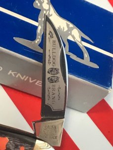 Vintage (HAND MADE) Bulldog Brand 3 Blade Whittler with Great Looking Buffalo Horn Handles & NOS Vintage (HAND MADE) Bulldog Brand 3 Blade Whittler with Great Looking Buffalo Horn Handles & NOS