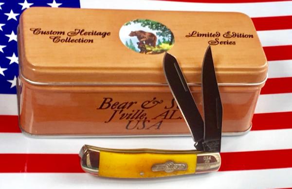 Bear & Son Custom (42 of 100 ) Small Trapper Knife -Natural Bone Handles +Titanium Blades -NOS Bear & Son Custom (42 of 100 ) Small Trapper Knife -Natural Bone Handles +Titanium Blades -NOS
