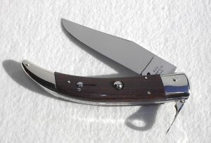 NOS A.G.A. CAMPOLIN 11" CATALANA FLAT GRIND, NICKEL SILVER BOLSTERS EXCOTIC BOKOTE WOOD SCALES