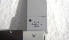 NOS A.G.A. CAMPOLIN 11" CATALANA FLAT GRIND, NICKEL SILVER BOLSTERS EXCOTIC BOKOTE WOOD SCALES