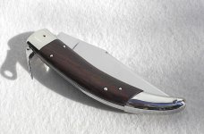 NOS A.G.A. CAMPOLIN 11" CATALANA FLAT GRIND, NICKEL SILVER BOLSTERS EXCOTIC BOKOTE WOOD SCALES